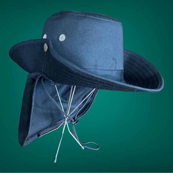 SOL Summer Shade hat with neck cover‎ flap-Black, One size, unisex NWOT - Picture 7 of 7